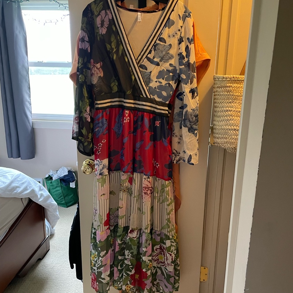 NWOT Boutique Mixed Print Maxi Dress